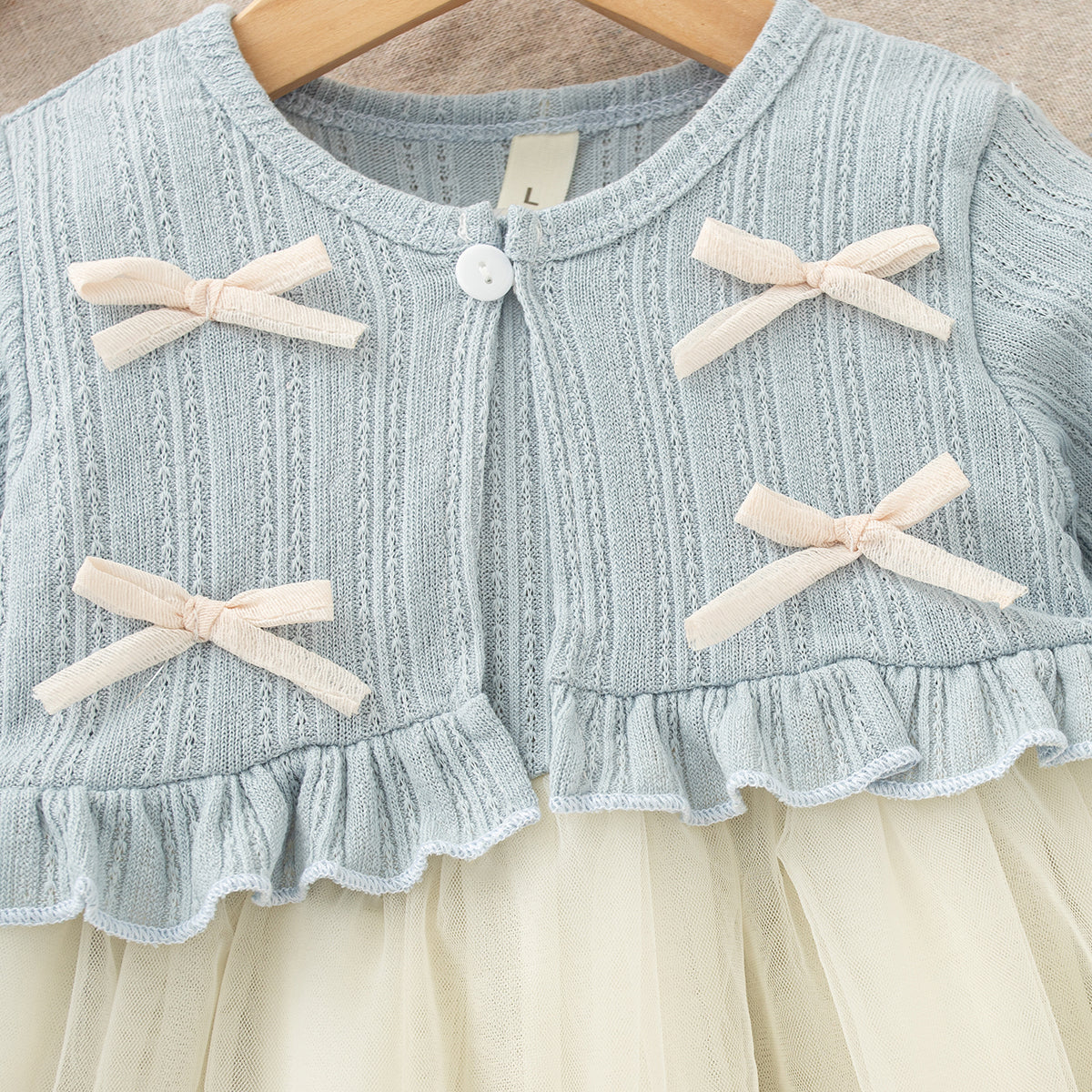 Sweet & Cute Autumn Baby Girls' Dress, Ages 0-12 Months | Color: Blue | Image 3