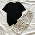 Sweet Feminine Summer 2 Pcs Women 's Short  Sleeve Sleep Set | Color: Style 1 | Image 1