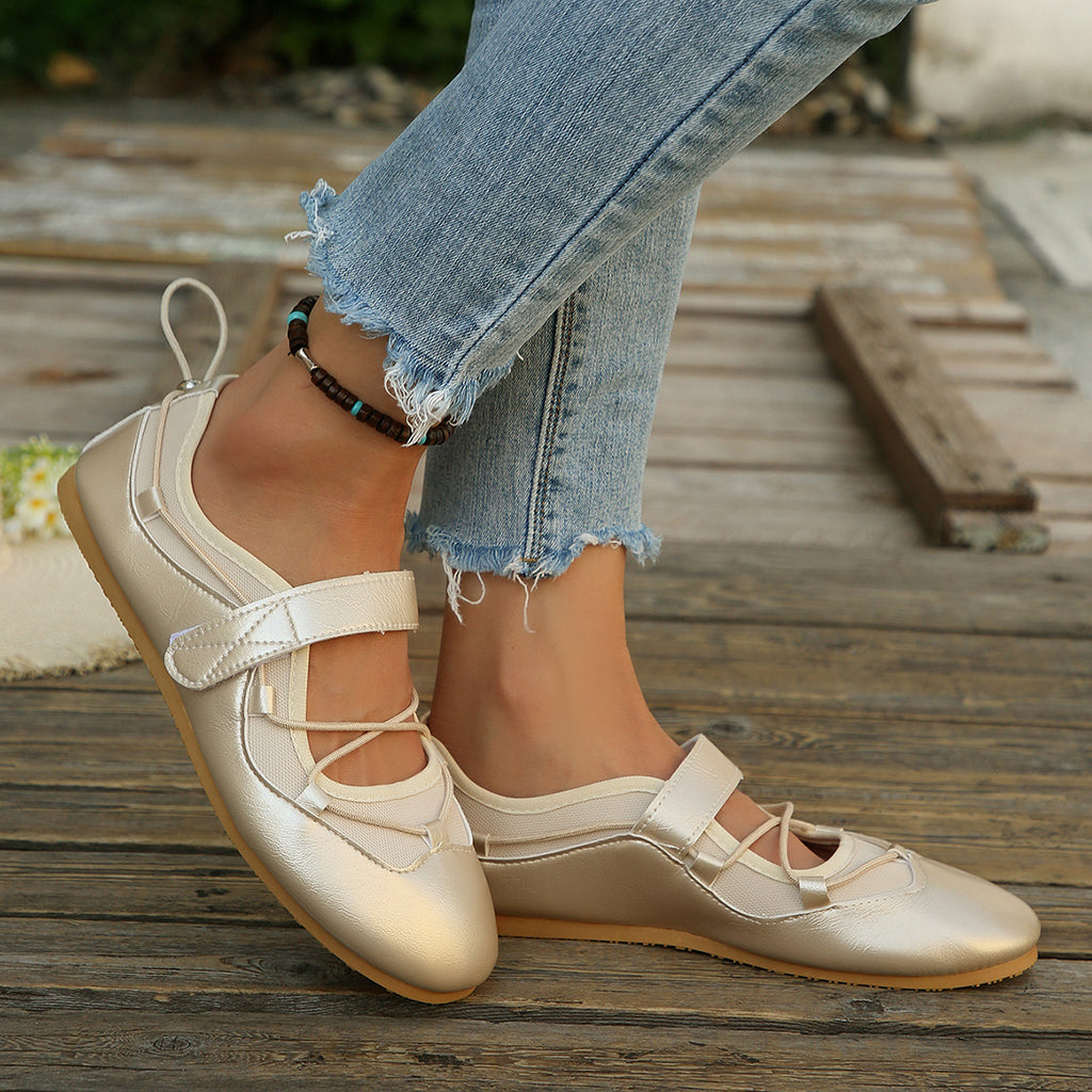 Modern Chic All-Season PU/Artificial Leather/Microfiber Leather Women's Flat Shoes | Color: Gold | Image 1