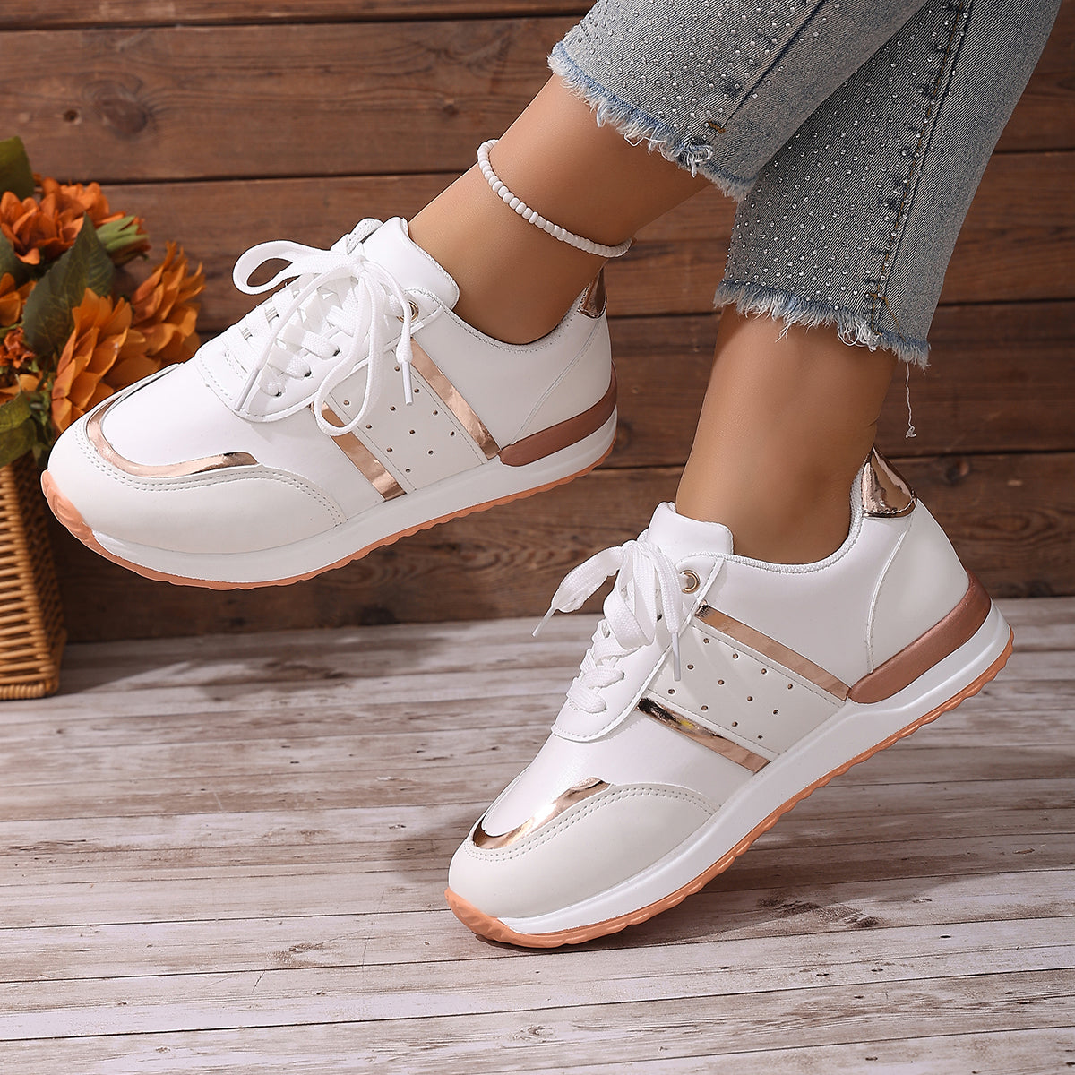 Modern Chic All-Season PU/Artificial Leather/Microfiber Leather Women's Casual Shoes | Color: White | Image 1