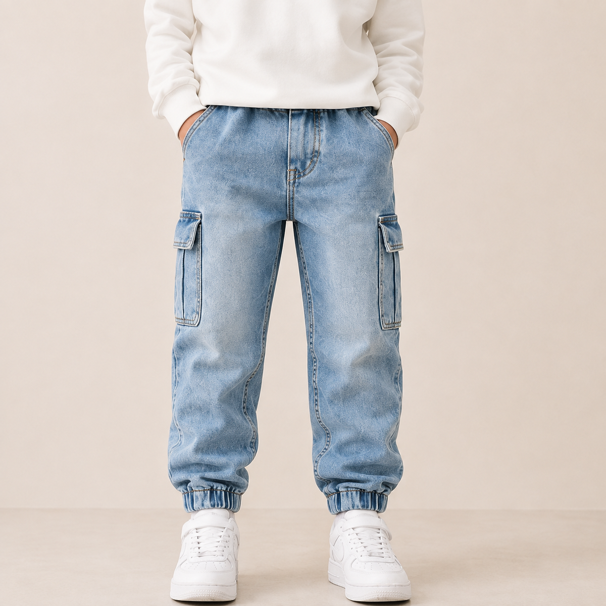Minimalist Autumn Boys' Jeans, Ages 4-13 | Color: Light Blue | Image 2