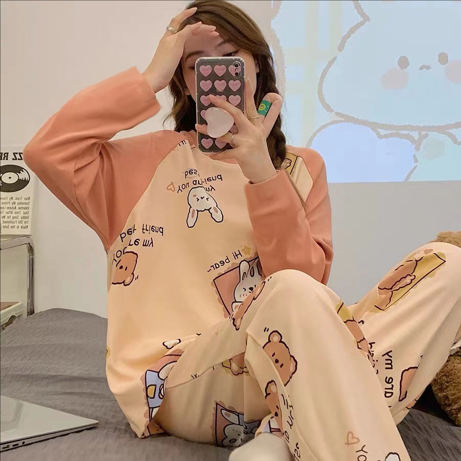 Sweet Feminine All-Season 2 Pcs Women 's Long Sleeve Sleep Set | Color: Style 2 | Image 1