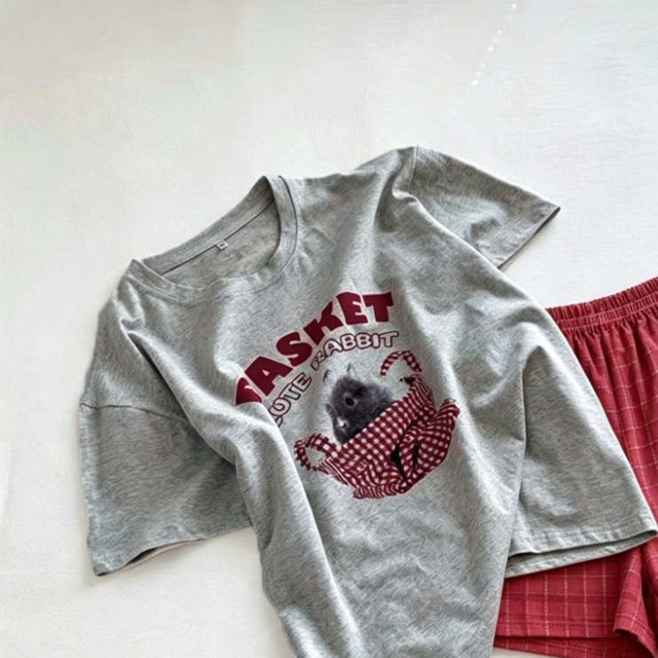 Minimalist Summer Women 's Short  Sleeve Sleep Set | Color: Style 1 | Image 2
