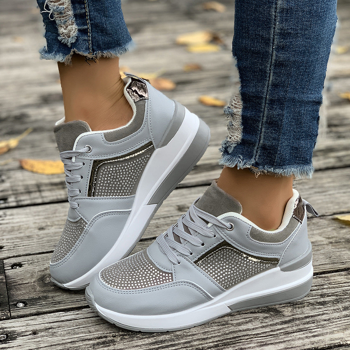 Modern Chic All-Season PU/Artificial Leather/Microfiber Leather Women's Casual Shoes | Color: Grey | Image 3