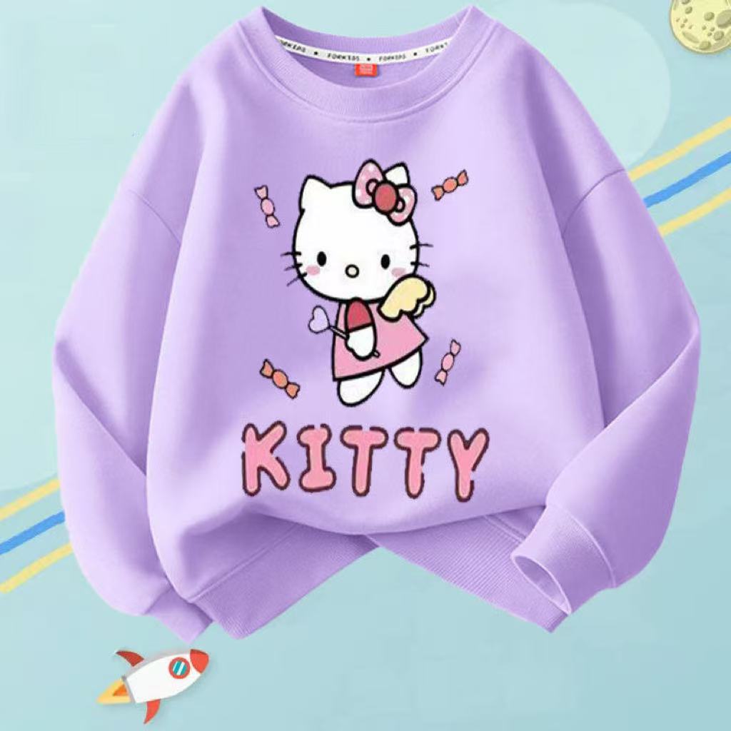 Modern Chic All-Season Minimalist Autumn Girls' Sweatshirt, Ages 2-11 | Color: Purple | Image 1