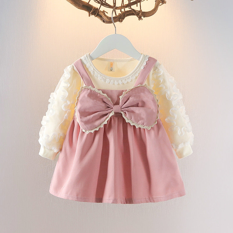 Sweet & Cute Autumn Baby Girls' Dress, Ages 6-24 Months | Color: Pink | Image 1