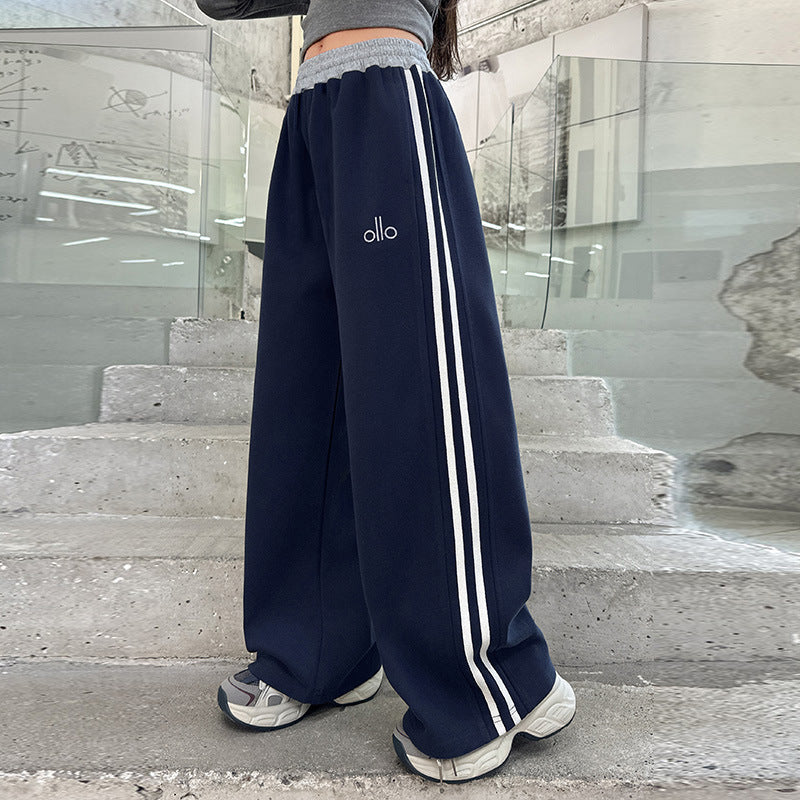 Modern Chic All-Season Casual Sporty Autumn Girls' Sweatpants, Ages 4-14 | Color: Navy | Image 1