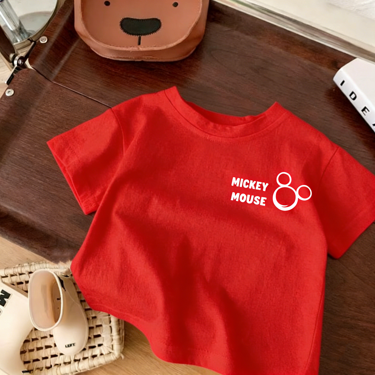 Casual Sporty Summer Unisex Kids' T-Shirt, Ages 2-9 | Color: Red | Image 1