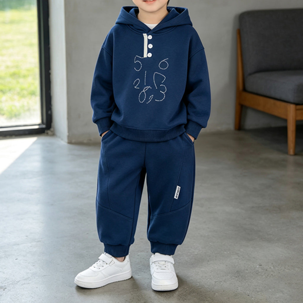 Modern Chic All-Season Casual Sporty Autumn 2-Piece Boys' Pants Suit, Ages 2-7 | Color: Blue | Image 1
