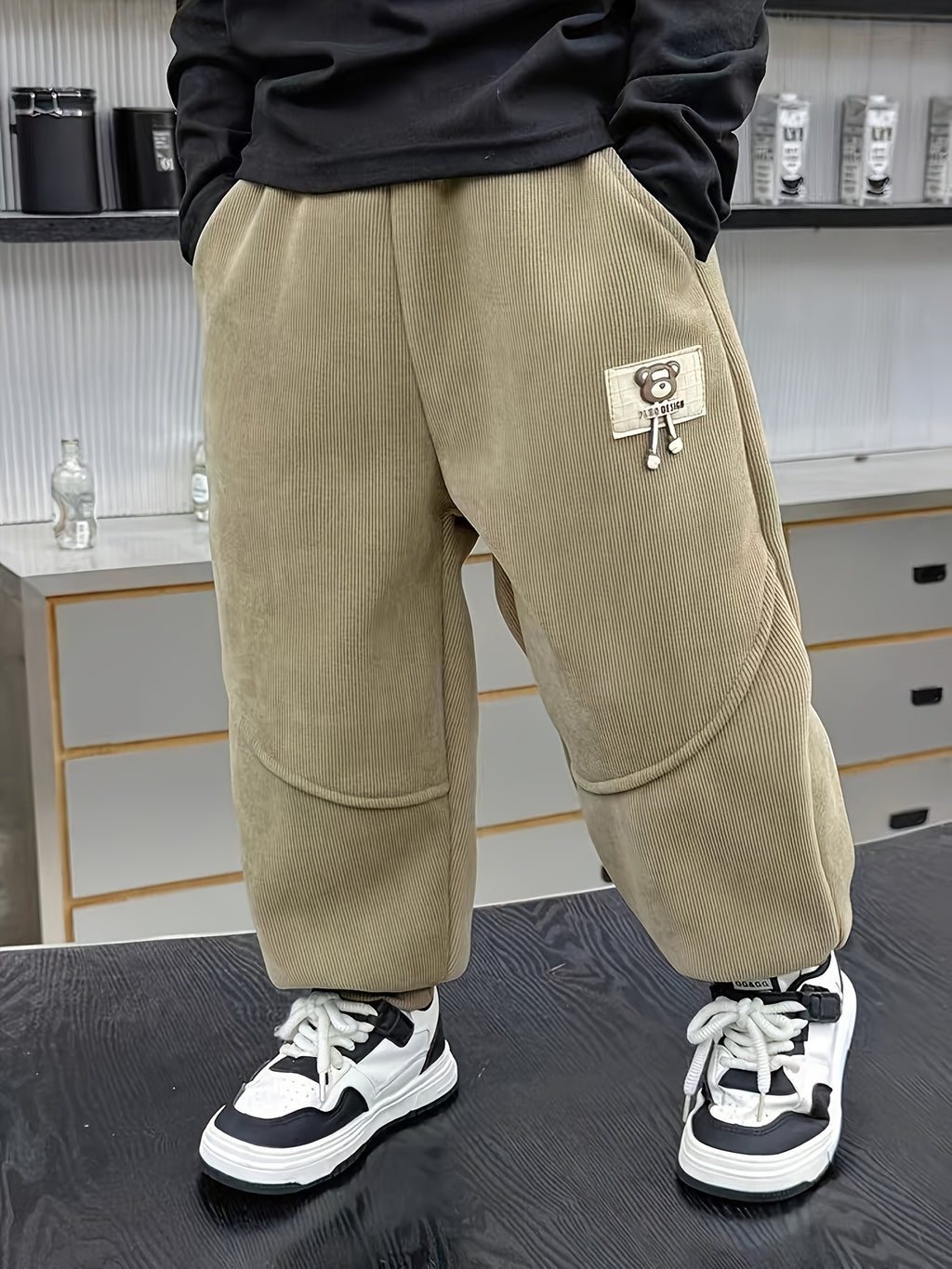Trendy Autumn Boys' Casual Pants, Ages 2-9 | Color: Khaki | Image 1