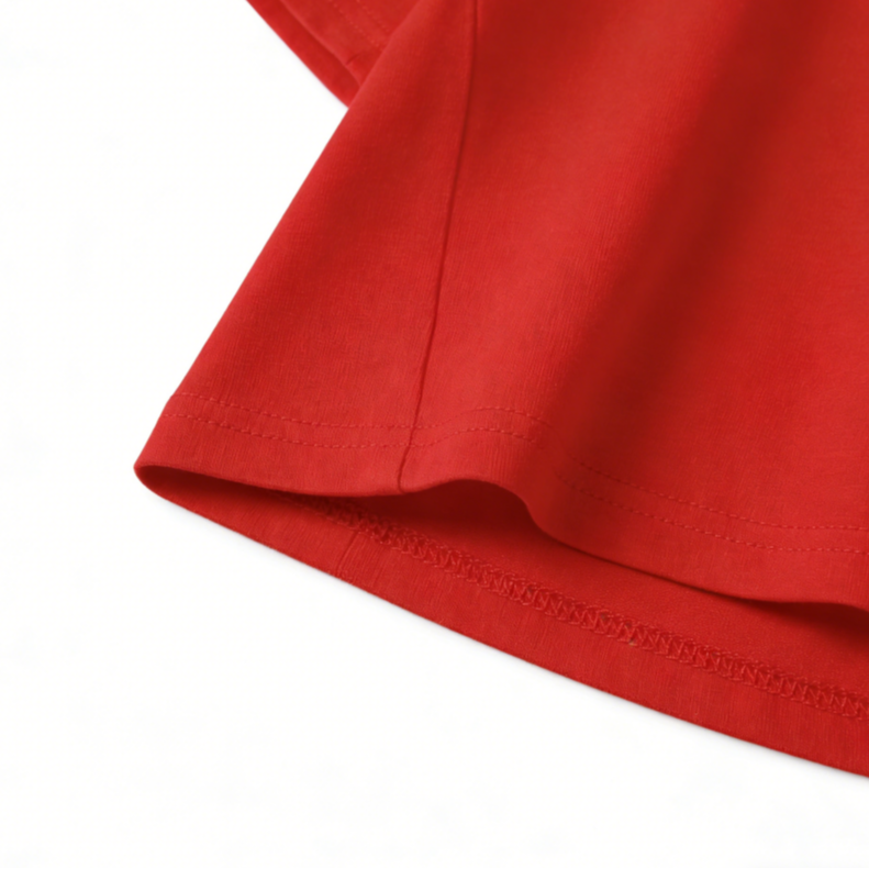 Modern Chic All-Season Minimalist Summer 2-Piece Unisex Kids' Pants Suit, Ages 2-7 | Color: Red | Image 2