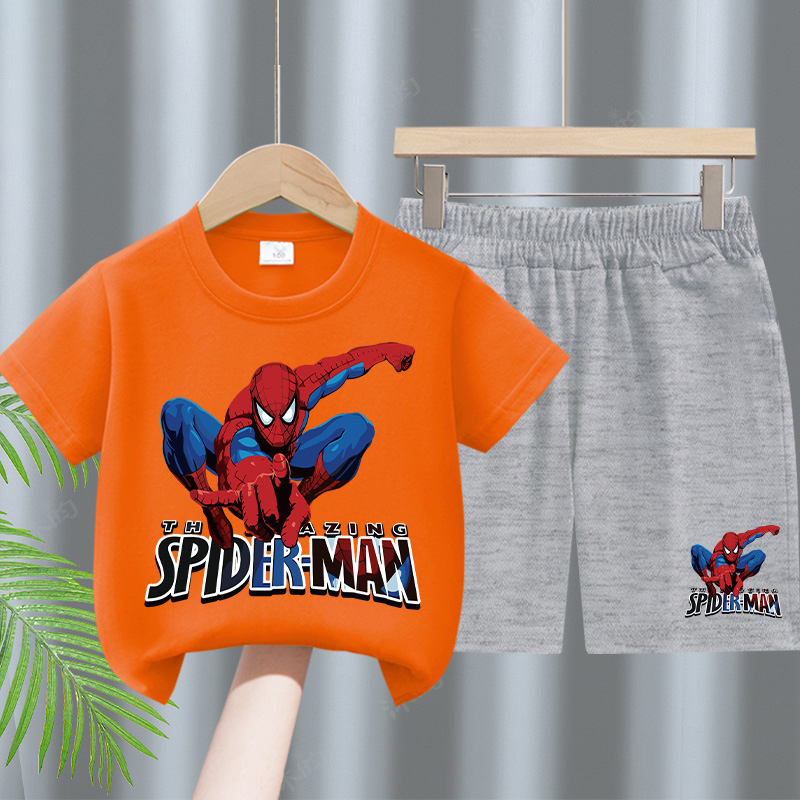 Modern Chic All-Season Minimalist Summer 2-Piece Boys' Pants Suit, Ages 2-9 | Color: Orange | Image 1