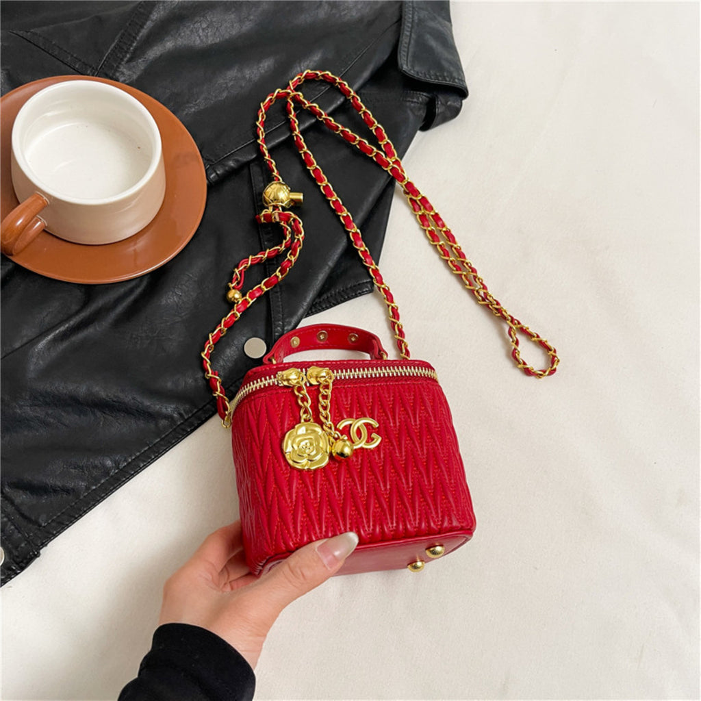 Modern Chic All-Season PU/Artificial Leather/Microfiber Leather Women's Handbags Box Bags | Color: Red | Image 2