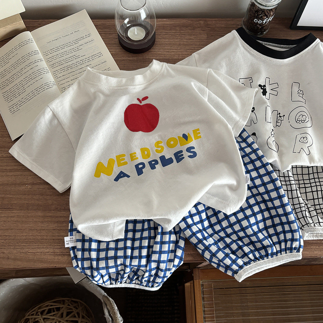 Minimalist Summer 2-Piece Unisex Kids' Pants Suit, Ages 2-7 | Color: Style 2 | Image 1