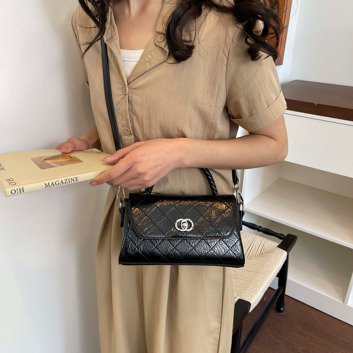 Modern Chic All-Season PU/Artificial Leather/Microfiber Leather Women's Crossbody Bags Other Bags | Color: Black | Image 1