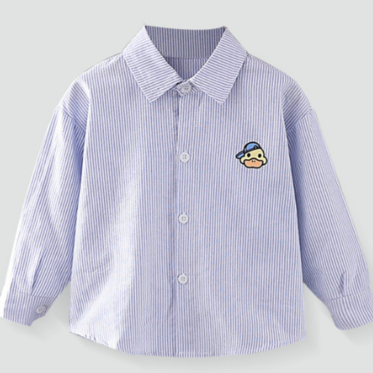 Modern Chic All-Season Minimalist Autumn Boys' Shirt, Ages 2-9 | Color: Light Blue | Image 3