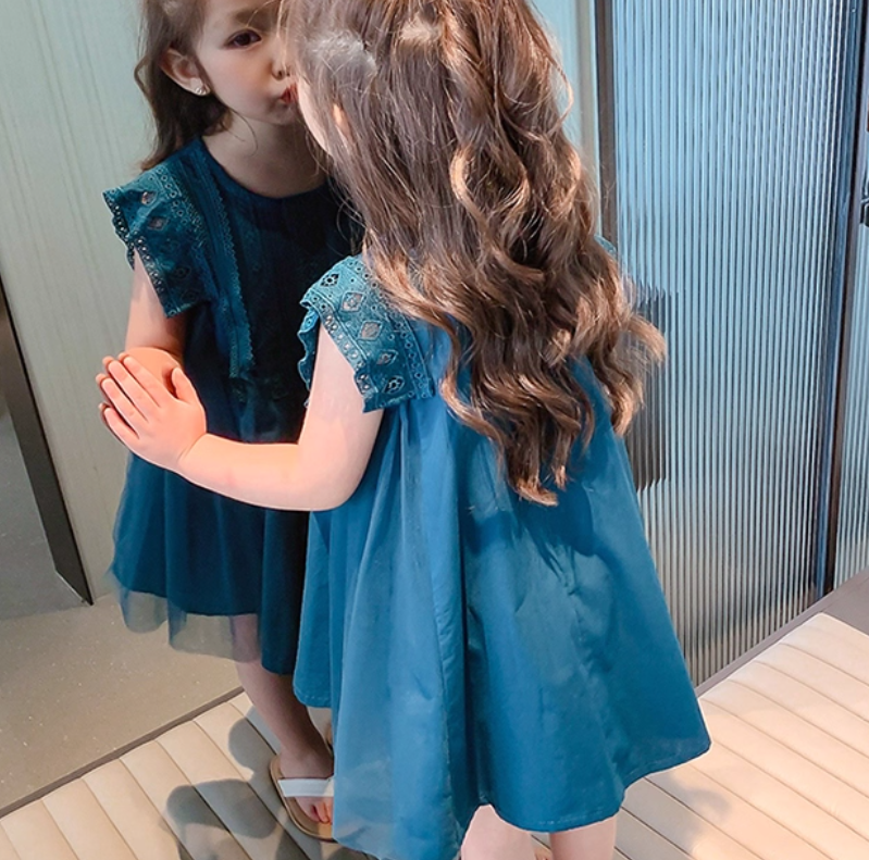 Casual Sporty Summer Girls' A-Line Dress, Ages 2-9 | Color: Blue | Image 3