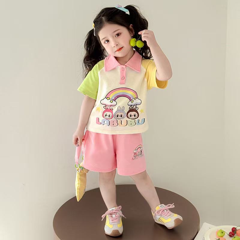 Modern Chic All-Season Casual Sporty Summer 2-Piece Girls' Pants Suit, Ages 3-9 | Color: Style 1 | Image 2