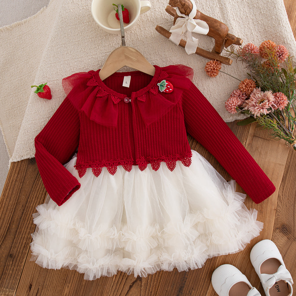 Sweet & Cute Autumn Baby Girls' Dress, Ages 1-24 Months | Color: Red | Image 1