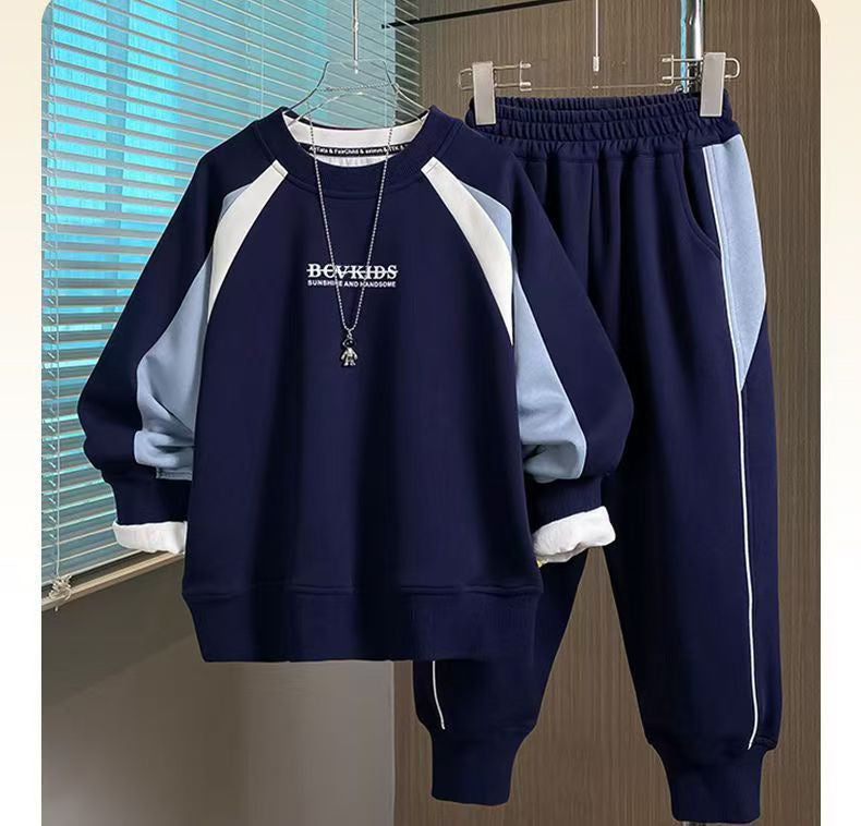 Casual Sporty Autumn 2-Piece Boys' Pants Suit, Ages 4-14 | Color: Blue | Image 1