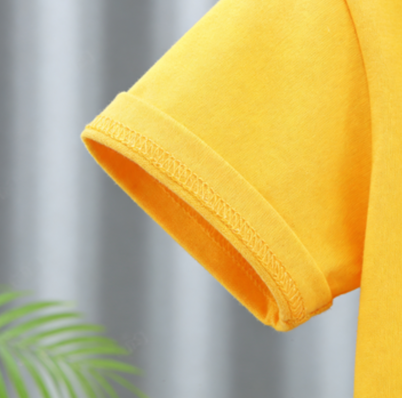 Modern Chic All-Season Minimalist Summer 2-Piece Boys' Pants Suit, Ages 2-9 | Color: Yellow | Image 2