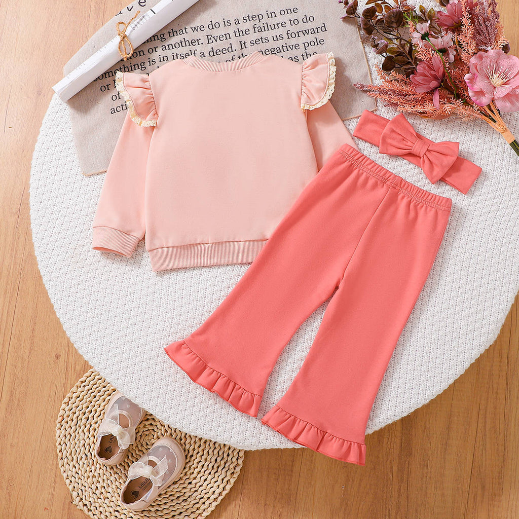 Sweet & Cute Autumn 2-Piece Baby Girls' Pants Suit, Ages 3-24 Months | Color: Pink | Image 3