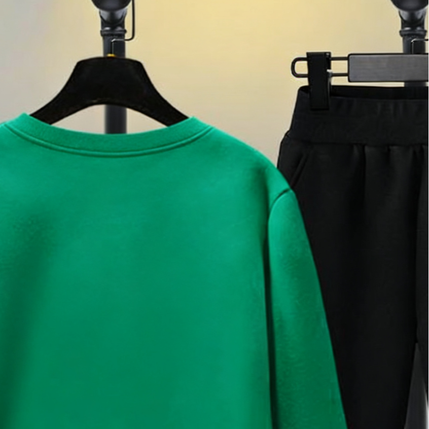 Modern Chic All-Season Minimalist Autumn 2-Piece Boys' Pants Suit, Ages 3-14 | Color: Green | Image 2