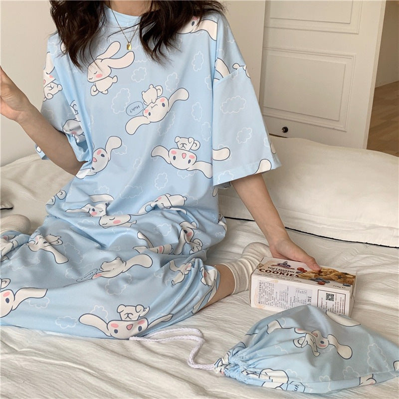 Modern Chic All-Season Sweet Feminine Summer Women 's Short  Sleeve Sleep Dress | Color: Style 5 | Image 1