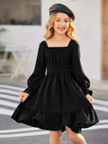 Minimalist Spring Girls' A-Line Dress, Ages 2-13 | Color: Black | Image 1