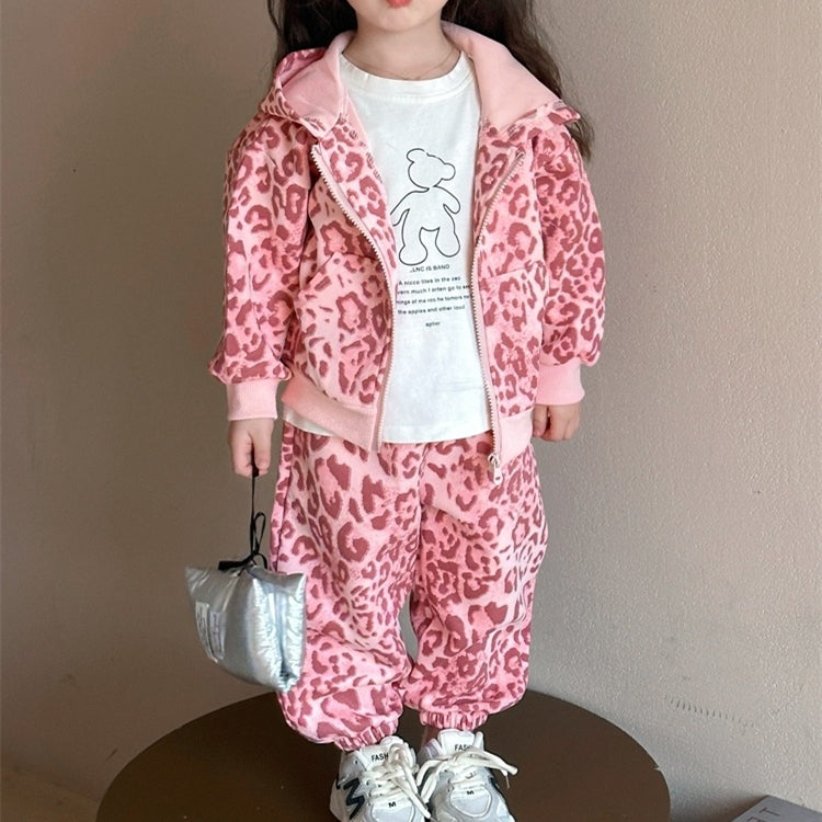 Trendy Autumn 2-Piece Girls' Pants Suit, Ages 2-9 | Color: Pink | Image 1