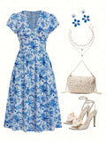 Bohemian Summer A-Line Dress | Color: Lake Blue | Image 1