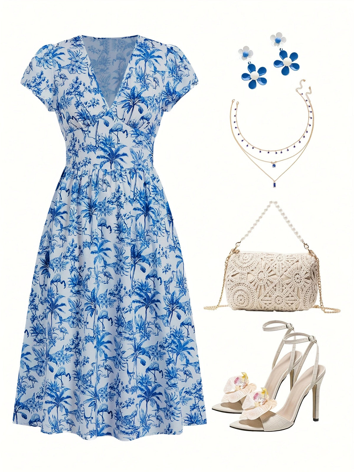 Bohemian Summer A-Line Dress | Color: Lake Blue | Image 1