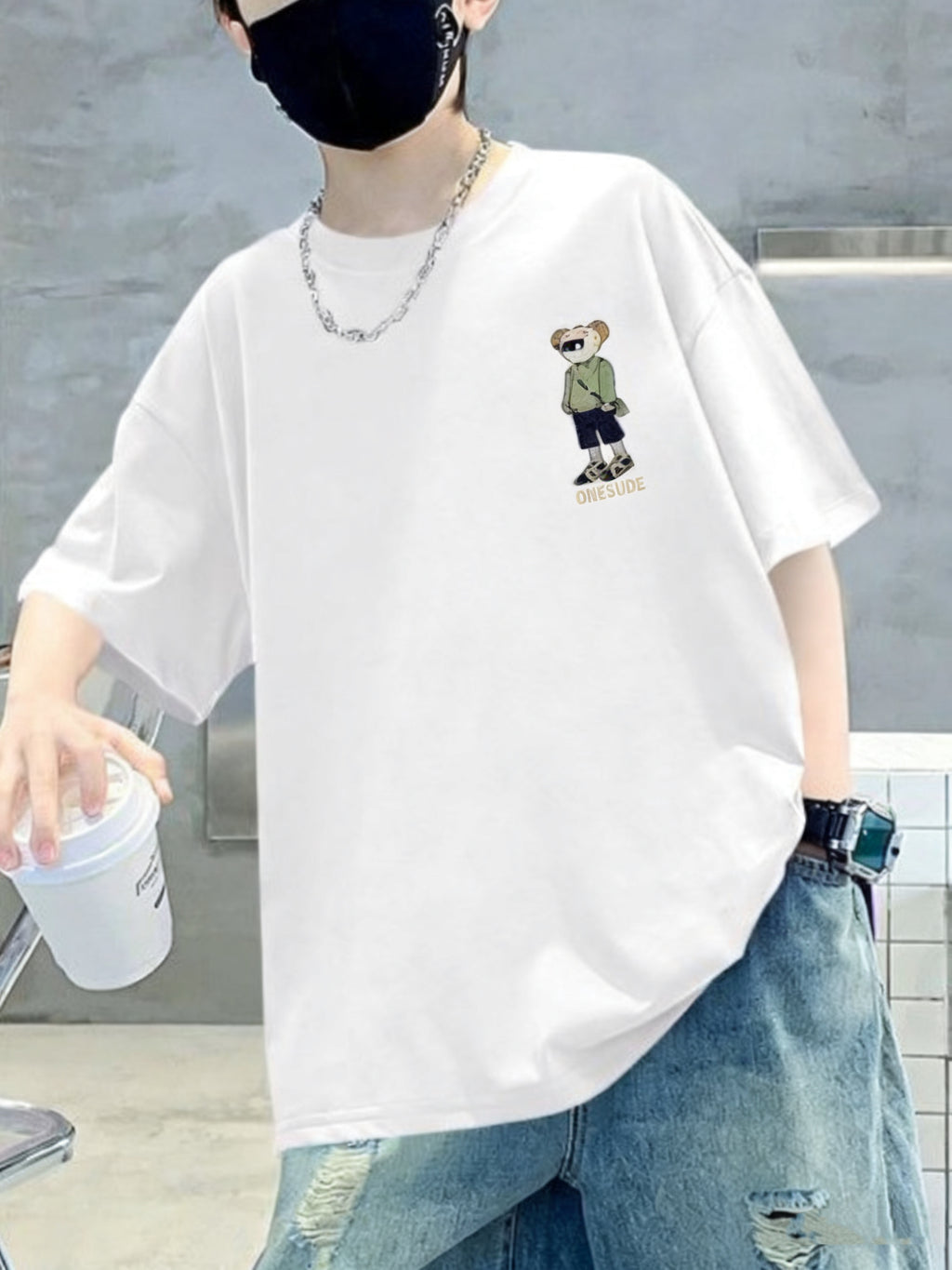 Minimalist Summer Boys' T-Shirt, Ages 3-14 | Color: White | Image 3