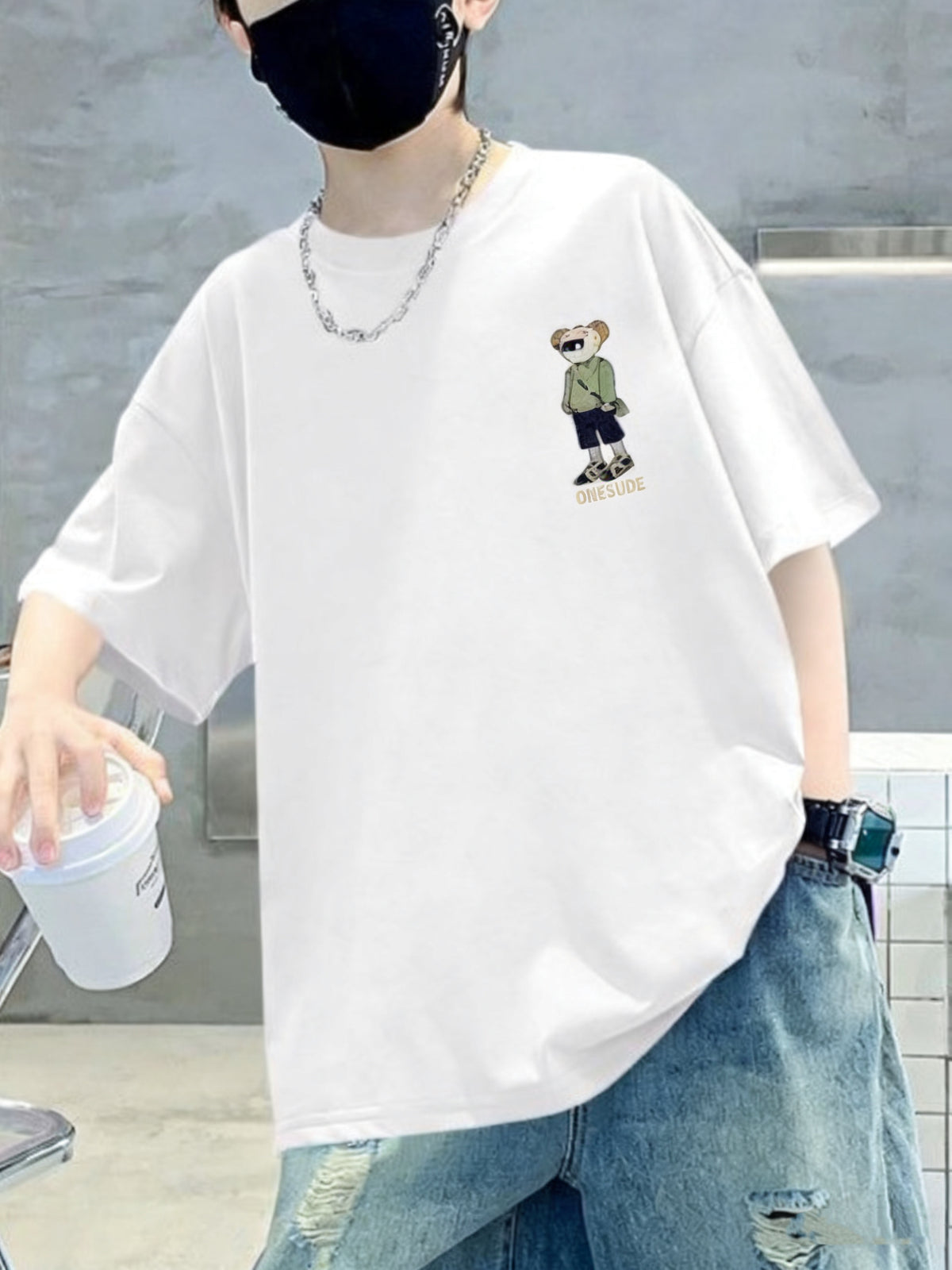 Minimalist Summer Boys' T-Shirt, Ages 3-14 | Color: White | Image 3