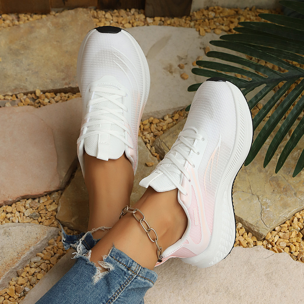Modern Chic All-Season Net Women's Fashion Sneaker | Color: Pink | Image 3