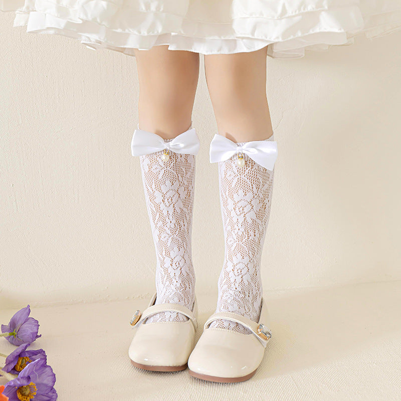 Sweet & Cute Summer Girls' Calf Socks | Color: White | Image 1