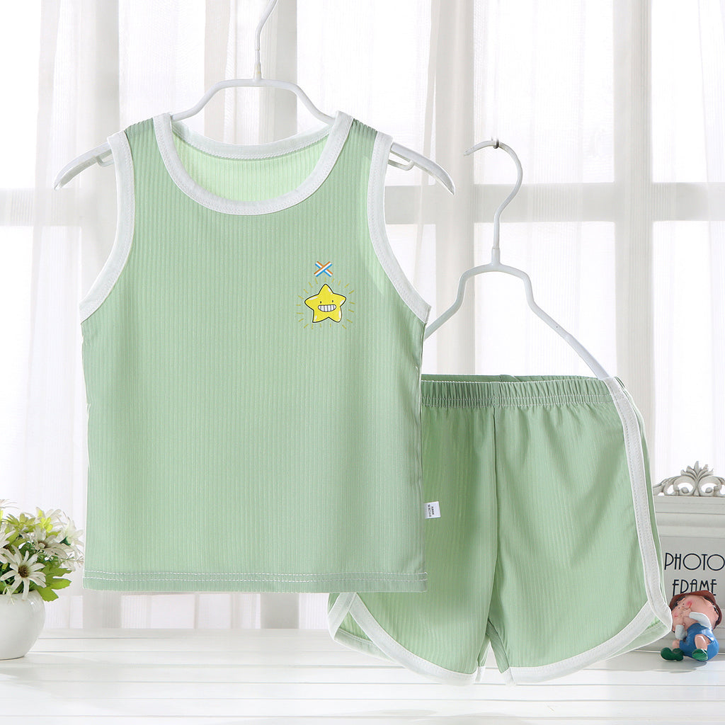Minimalist Summer 2-Piece Boys' Pajama Set, Ages 2-7 | Color: Pea Green | Image 1
