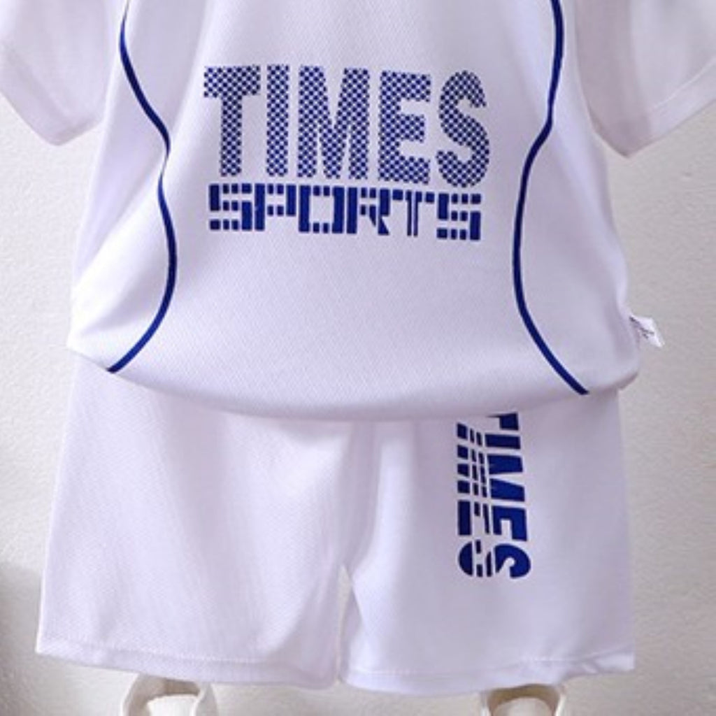 Minimalist Summer 2-Piece Unisex Kids' Pants Suit, Ages 3-13 | Color: White | Image 2
