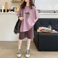 Minimalist Summer 2-Piece Girls' Pants Suit, Ages 4-14 | Color: Purple | Image 1