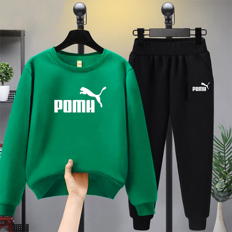 Modern Chic All-Season Casual Sporty Autumn 2-Piece Boys' Pants Suit, Ages 3-14 | Color: Green | Image 1