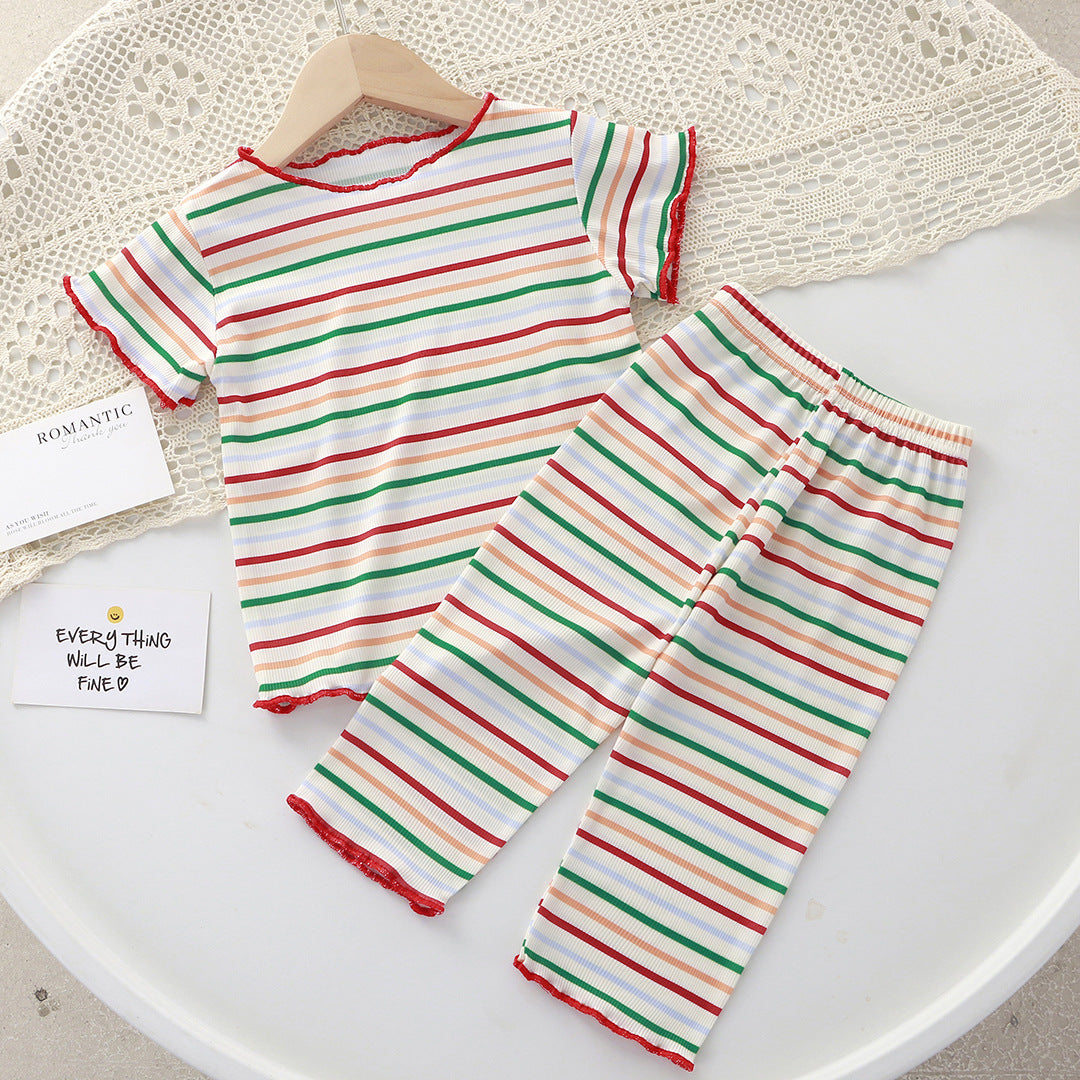 Minimalist Summer 2-Piece Baby Girls' Pajama Set, Ages 3-24 Months | Color: White | Image 1