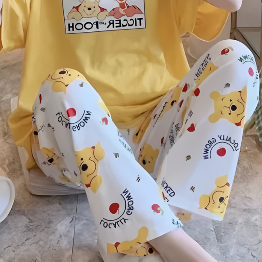 Modern Chic All-Season Sweet Feminine Summer 2 Pcs Women 's Short  Sleeve Sleep Set | Color: Style 1 | Image 3