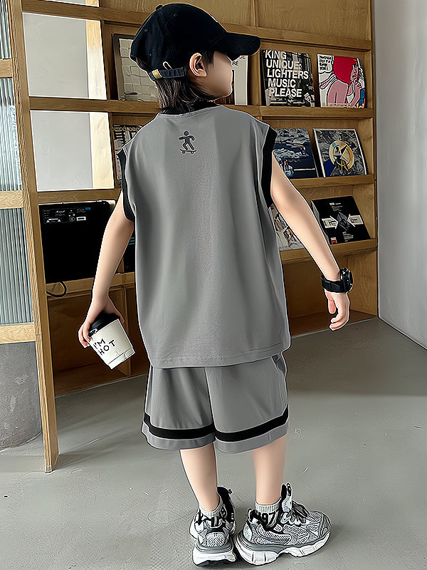Minimalist Summer 2-Piece Boys' Pants Suit, Ages 4-14 | Color: Coffee | Image 1