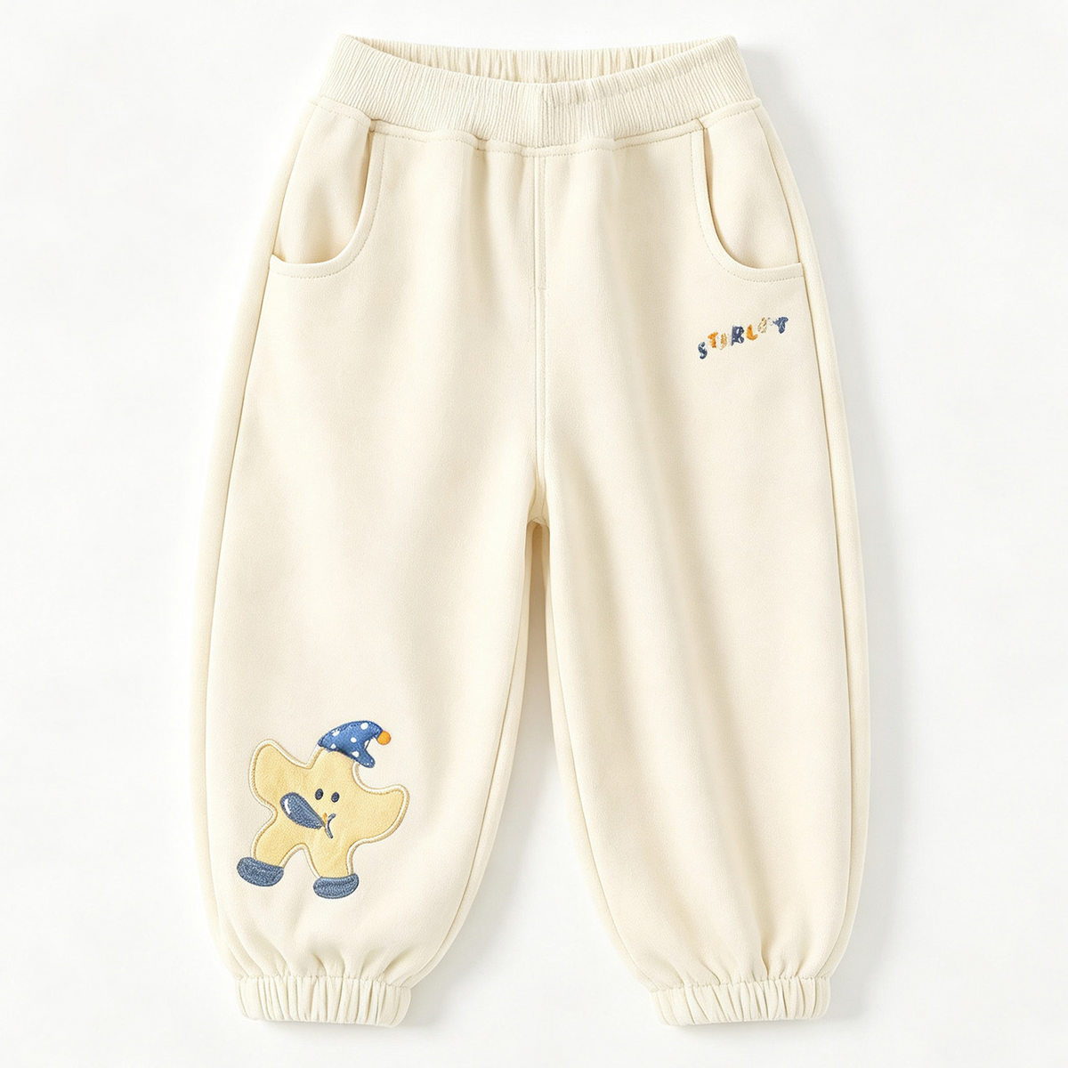 Minimalist Autumn Unisex Kids' Casual Pants, Ages 2-7 | Color: Beige | Image 3