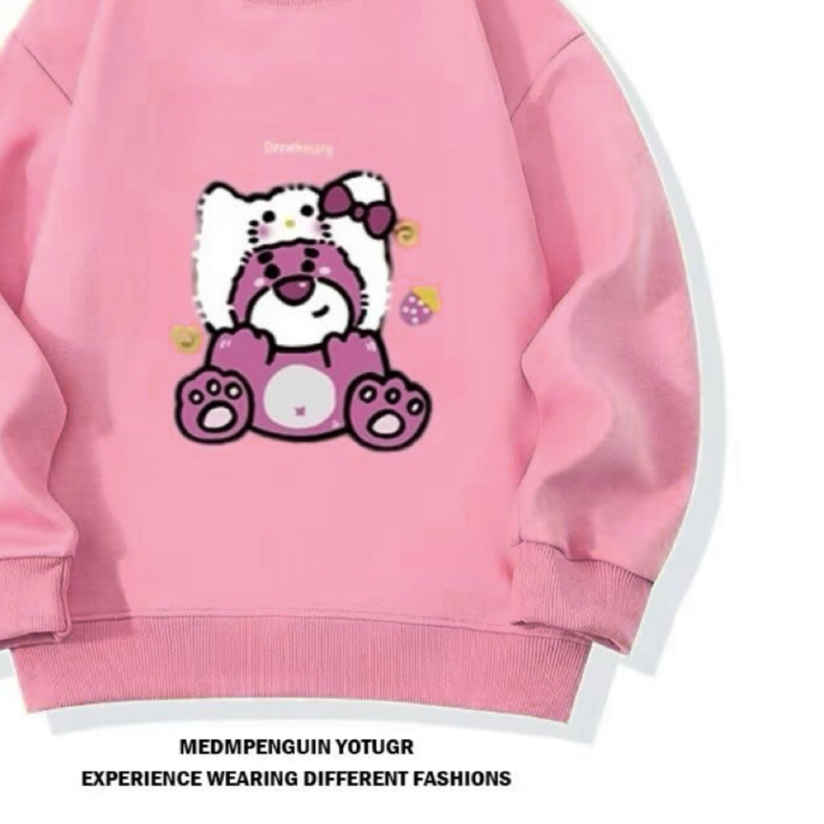 Modern Chic All-Season Minimalist Autumn Unisex Kids' Sweatshirt, Ages 2-14 | Color: Pink | Image 2