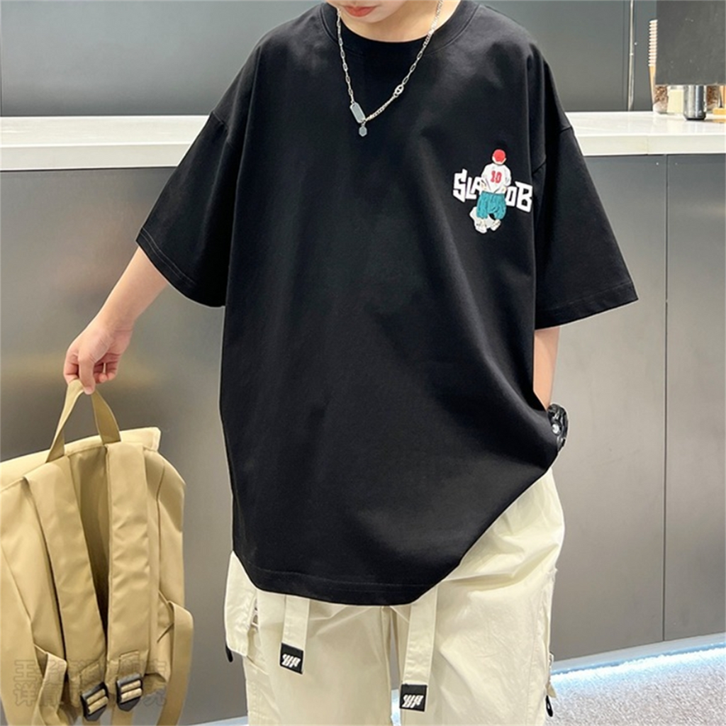 Casual Sporty Summer Boys' T-Shirt, Ages 2-14 | Color: Black | Image 3