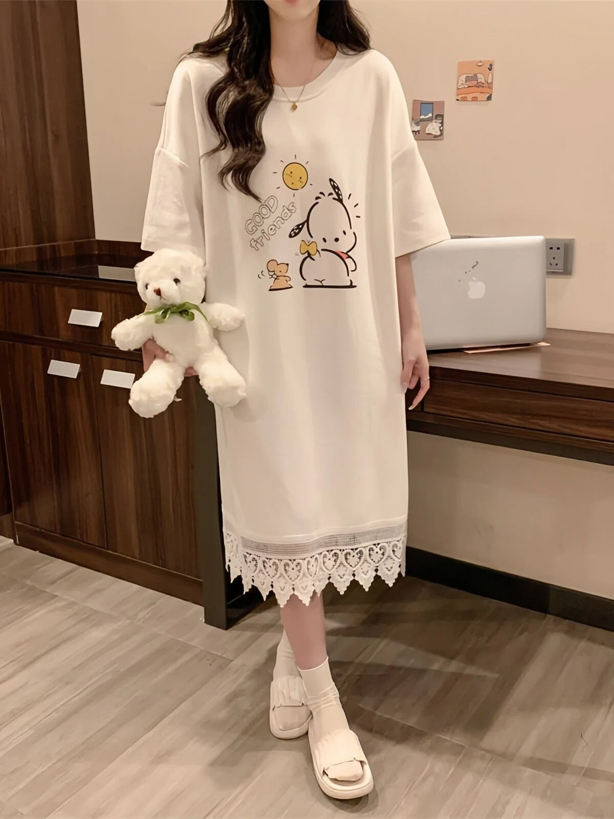 Sweet & Cute Summer Women 's Short  Sleeve Sleep Dress | Color: Style 1 | Image 3