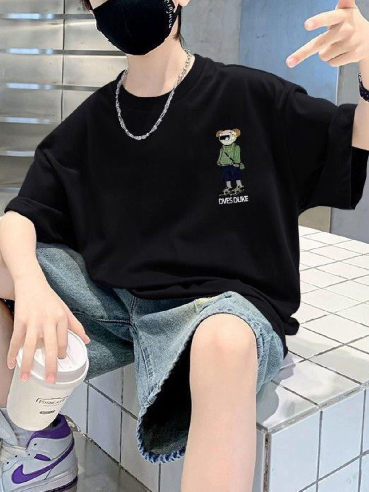 Minimalist Summer Boys' T-Shirt, Ages 3-14 | Color: Black | Image 3