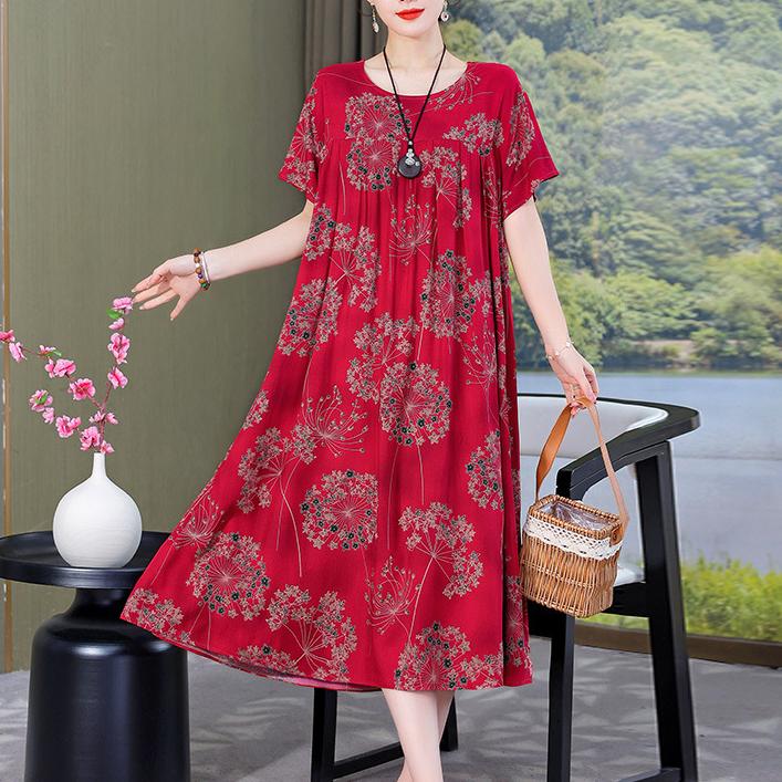 Casual Sporty Summer A-Line Dress | Color: Red | Image 1