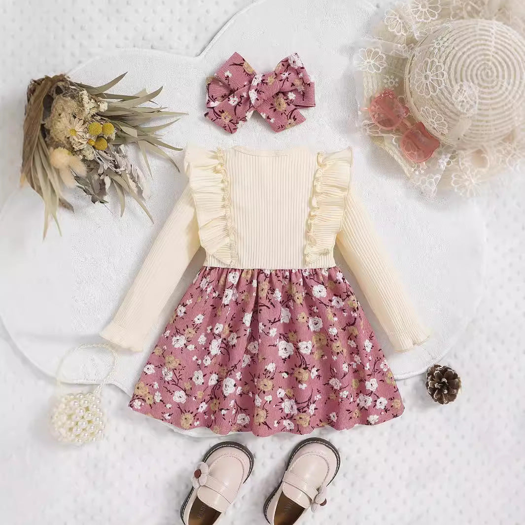 Elegant Autumn 2-Piece Baby Girls' Dress, Ages 0-24 Months | Color: Pink | Image 3